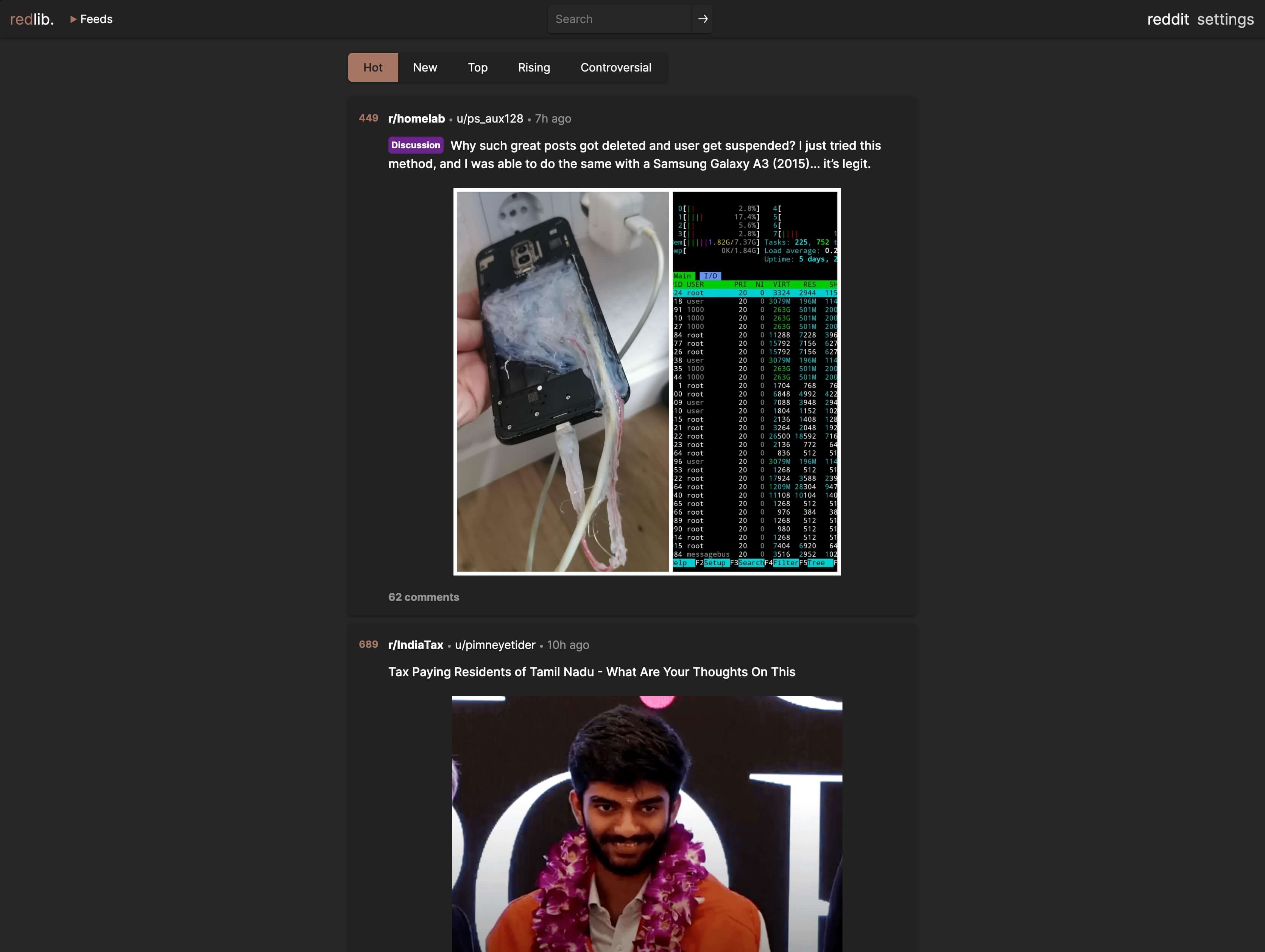 Redlib interface