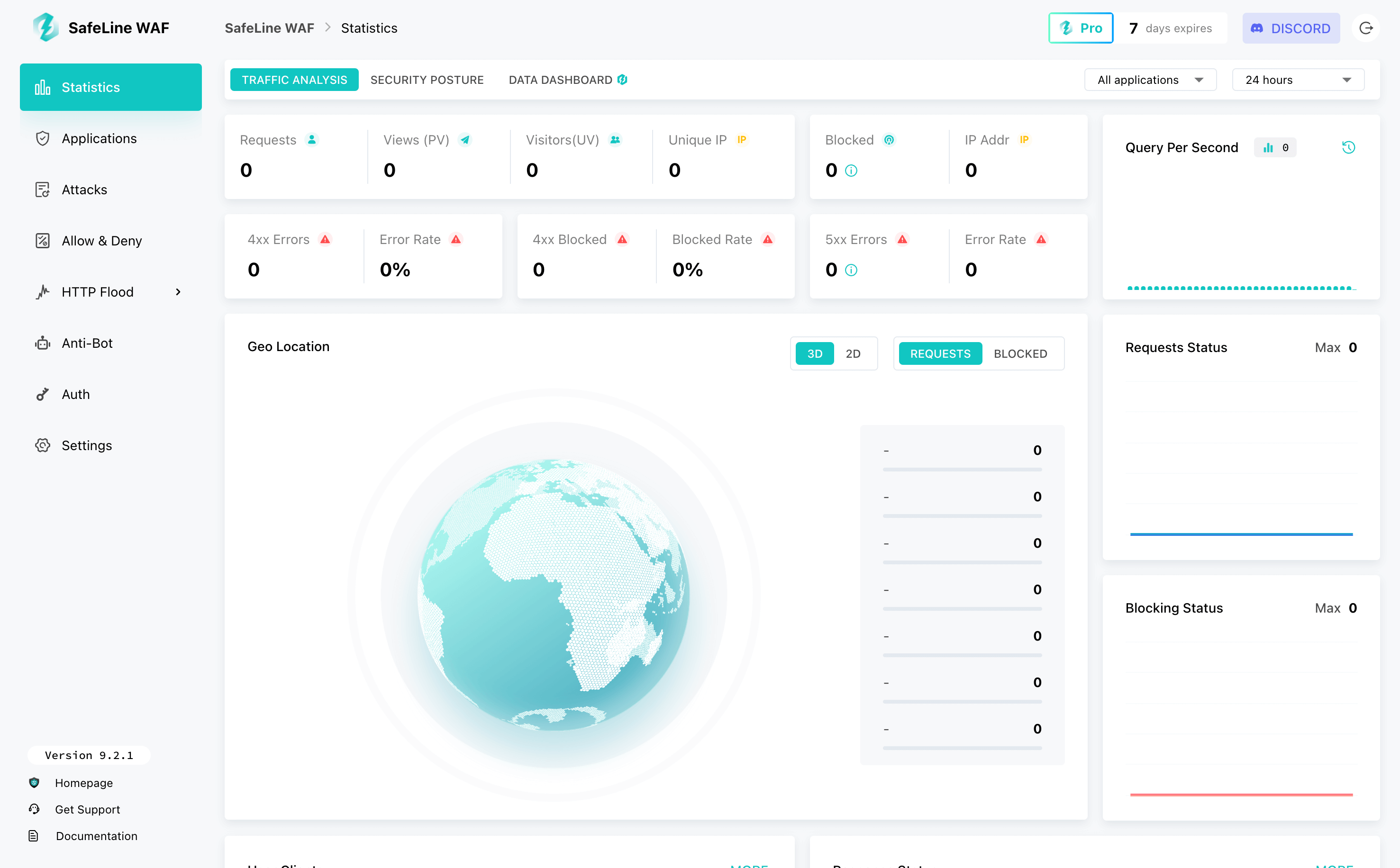 SafeLine WAF management interface